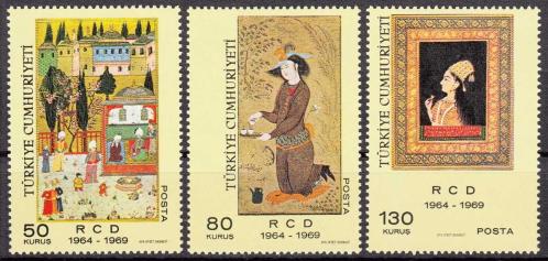 1969 TÜRKİYE, İRAN VE PAKİSTAN BÖLGESEL İŞBİRLİĞİNİN (RCD) KURULUŞUNUN 5. YILI TAM SERİ MNH