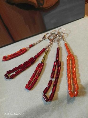 5 adet ateş kehribar tesbih (anahtarlıklı-ortalama herbiri 20 cm)