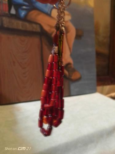 5 adet ateş kehribar tesbih (anahtarlıklı-ortalama herbiri 20 cm)