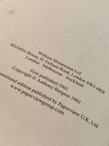 A Clockwork Orange (Orjginal Cover) Hardcover - First Edition / Otomatik Portakal İlk baskı - 1. baskı