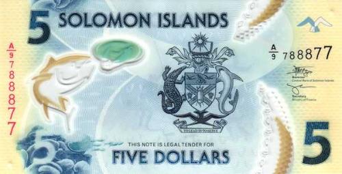 ** SOLOMON  ADALARI ( 5 * DOLLARS ) A  9 * 2019 * PLASTİK - ÇİL