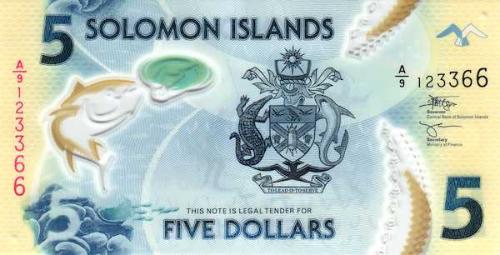 ** SOLOMON  ADALARI ( 5 * DOLLARS ) A  9 * 2019 * PLASTİK - ÇİL