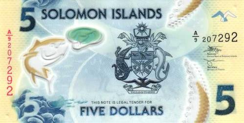 ** SOLOMON  ADALARI ( 5 * DOLLARS ) A  9 * 2019 * PLASTİK - ÇİL