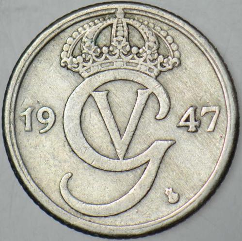 İSVEÇ 25 ÖRE 1947 KRAL 5. GUSTAV DÖNEMİ.