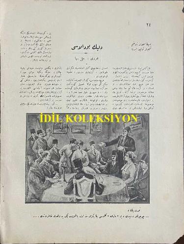 Osmanlıca Resimli Ay Dergisi, Orijinal Dönem Basım, (Ottoman Magazine) - 1 Mart 1924 - Sayı: 12 - 'Kafamızdaki Düşüncemizi Nasıl Buluyorlar?' - 'Maymundan Sonra da Dünyada Yaşayan İlk İnsan' Son Seneler Zarfında Yapılan Tetkikat İlk İnsanların Nerelerde ve Nasıl Yaşadıklarını İzah Eden Yeni Vesikalar Meydana Çıkarmıştır. İlk İnsan Maymundan da Bugünkü İnsandan da Farklı Bir Şeydir' - (Resim) Cenubi Afrika'da Buldukları Bir Başa Nazaran Yapılan Bu Resim, İlk İnsanın Yani İlk Babalarımızın Şeklini Gösterir - (Fotoğraf) Cenubi Afrika'da Bulunan ve İlk İnsana Ait Olduğu İddia Edilen Baş İskeletinin Fotoğrafisi - 'Delik Budalası' Muharriri: Hakkı Süha - Türkiye'ye Bedii Dansları İlk Defa Getiren Türk Kadını: Bedii Dansı Şimdiye Kadar Memleketimiz Tanımamıştı. Onu İlk Defa Türkiye'ye Getirmeye Teşebbüs Eden Selma Hanım Oldu. Raksın Hareketle Heyecanlarımızı İfade Eden Bir Vasıta Olduğunu İlk Defa O Anladı (Fotoğraf) Abdülhak Hamit Bey'in Hafidesi Adile Hanım Bedii Danslarından Birinde