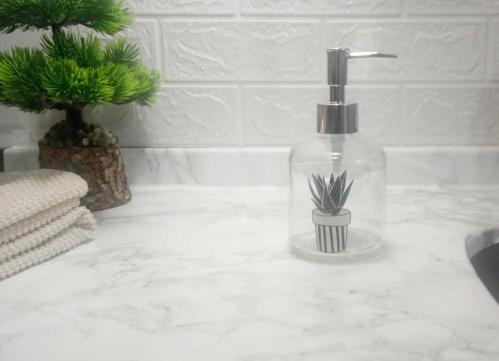 CAM SIVI SABUNLUK,KAKTÜS 1 DESEN 300ML BANYO SETİ 7,6X15,5CM