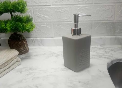 SERAMİK SIVI SABUNLUK GRİ MODERN 7X7X17CM 300ML BANYO SETİ