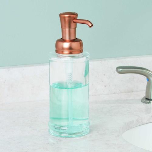 SIVI SABUNLUK CAM ALTIN PİRİNC POMPALI 7X7X20CM 325ML BANYO SETİ