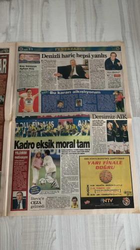 FOTOMAÇ SPOR GAZETESİ - TURKISH NEWSPAPER - DOĞUM GÜNÜ HEDİYESİ  - EKSİKSİZ TAM TAKIM GAZETE -6 EYLÜL 2002 CUMA  AZİZ YILDIRIM - WERNER LORANT - OĞUZ ÇETİN - HAİM REVIVO - OĞÜN TEMİZKANOĞLU - OKTAY DERELİOĞLU - SERHAT AKIN - MUSTAFA DOĞAN - WASHINGTON - RECEP - YUSUF - JOHNSON - CEM KARACA - ŞENOL GÜNEŞ - HASAN ŞAŞ - FATİH TERİM - MEHMET - KALEFİN - ANNA KOURNIKOVA - ENRIQUE IGLESIAS - RONALDO - EMRE BELÖZOĞLU - OKAN BURUK - FİKRET ORMAN - SERGEN YALÇIN - PASCAL NOUMA - İBRAHİM ÜZÜLMEZ - BAYRAM - SERDAR - METİN TOKAT - YILDIRIM DEMİRÖREN - HÜSNÜ ÇİL - VAHAP HACIOĞLU - SÜLEYMAN GÜLTEKİN  CİMBOM’UN BÜYÜK SIRRI (GALATASARAY’IN BAŞARISI ŞUTLARINDA GİZLİ) - FENERBAHÇE AKILLANDI (GAZİANTEPSPOR, MALATYA, SOLNA VE GALATASARAY ÖNCESİ SIKIYÖNETİM, İDMANLAR BASINA KAPANDI, KAPTANLARA ULTİMATOM) - LORANT’TAN SIKIYÖNETİM (PAF TAKIMI MAÇI BİLE BASINA KAPATILDI, REVIVO VE OĞÜN UYARILDI) - OKTAY-SERHAT GERGİNLİĞİ DONDURULDU (PAS TARTIŞMASI, MİLLİ TAKIM DÖNÜŞÜNDE KONUŞULACAK) - SAMANDIRA’DA GRİP SALGIN
