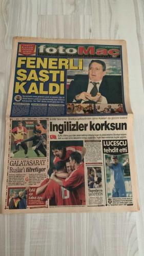 FOTOMAÇ SPOR GAZETESİ - TURKISH NEWSPAPER - DOĞUM GÜNÜ HEDİYESİ  - EKSİKSİZ TAM TAKIM GAZETE -9 EYLÜL 2002 PAZARTESİ  WERNER LORANT - OĞUZ ÇETİN - İLYAS TÜFEKÇİ - AZİZ YILDIRIM - ŞENOL GÜNEŞ - HAKAN ÜNSAL - ARİF ERDEM - ERGÜN PENBE - HASAN ŞAŞ - YUSUF ŞİMŞEK - HAİM REVIVO - SERGEN YALÇIN - PASCAL NOUMA - OSCAR CORDOBA - AHMET DURSUN - AHMET YILDIRIM - MİRCEA LUCESCU - RONALDO - YILDIRIM DEMİRÖREN - YAŞAR YALÇIN - SÜLEYMAN GÜLTEKİN  FENERBAHÇE’DE LORANT-İLYAS TÜFEKÇİ KRİZİ (YÖNETİMİN EL KOYMASINA RAĞMEN LORANT’IN ISRARLARI) - A MİLLİ TAKIM-SLOVAKYA 3-0 (ARİF’İN İKİ GOLÜ, SERHAT’IN AÇILIŞI, EURO 2004’E FIRTINA GİBİ BAŞLANGIÇ) - ŞENOL GÜNEŞ: “MAKEDONYA VE LİECHTENSTEIN’I DA YENİP İNGİLTERE KARŞISINA 9 PUANLA ÇIKACAĞIZ” - GALATASARAY LOKOMOTİV MOSKOVA’YI KORKUTUYOR (SEMİN: “HAKAN, ARİF, ERGÜN, HASAN ŞAŞ’I DÜNYA KUPASI’NDAN TANİYORUM, ADAM MARKAJI UYGULAYACAĞIM”) - EYLÜL AYI CİM-BOM İÇİN KABUS (20 GÜNDE 5 MAÇ) - YUGOSLAVYA DÜNYA ŞAMPİYONU (ARJANTİN’İ YENDİ, 14. ŞAMPİYONLUK) - BEŞİKTAŞ’TA LU