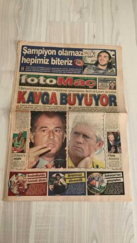 FOTOMAÇ SPOR GAZETESİ - TURKISH NEWSPAPER - DOĞUM GÜNÜ HEDİYESİ  - EKSİKSİZ TAM TAKIM GAZETE -10 EYLÜL 2002 SALI  AHMET DURSUN - FATİH TERİM - WERNER LORANT - OĞUZ ÇETİN - AZİZ YILDIRIM - SERHAT AKIN - OKTAY DERELİOĞLU - HASAN ŞAŞ - BERKANT GÖKTAN - BALİÇ - FELİPE - ARİF ERDEM - ERGÜN PENBE - MEHMET POLAT - PASCAL NOUMA - OSCAR CORDOBA - SERGEN YALÇIN - YILDIRIM DEMİRÖREN - SÜLEYMAN GÜLTEKİN - ÖZHAN CANAYDIN - EMRE BELÖZOĞLU - OKAN BURUK - RONALDO  AHMET DURSUN: “ŞAMPİYON OLAMAZSAK HEPİMİZ BİTERİZ” (BEŞİKTAŞ LÜKS ARABA, ÇIKMAZ SOKAKTA İLERLİYOR) - FENERBAHÇE-GALATASARAY DERBİSİ ERTELEME TARTIŞMASI (TERİM: “CUMARTESİ OYNANMALI”, LORANT: “AVRUPA’DA KURAL BÖYLE, PAZAR OYNANIR”) - FEDERASYON 6 KASIM’I DÜŞÜNÜYOR - GALATASARAY’A MÜJDE (HASAN ŞAŞ VE BERKANT İYİLEŞTİ) - TERİM’DEN BALİÇ VE FELİPE’YE FIRÇA (İSTEKSİZ OYUN ELEŞTİRİSİ) - TERİM: “BİZ ZORU SEVERİZ” (ARİF’E: “HER YERDEN ŞUT ATABİLİRSİN”) - GALATASARAY’DA ALİ SAMİ YEN PROJESİ GECİKME TARTIŞMASI (ÖZHAN CANAYDIN ELEŞTİRİLERİN HEDEFİNDE)