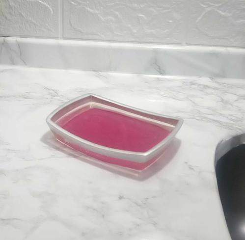 SABUNLUK GRİ PEMBE POLİRESİN 14X10X2CM BANYO SETİ