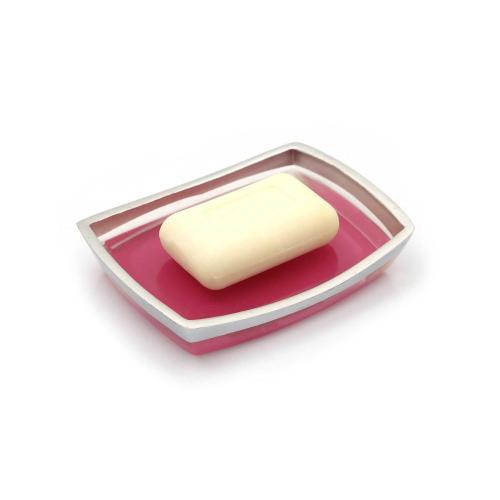 SABUNLUK GRİ PEMBE POLİRESİN 14X10X2CM BANYO SETİ