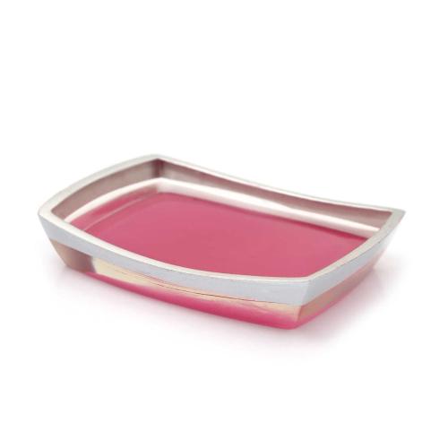 SABUNLUK GRİ PEMBE POLİRESİN 14X10X2CM BANYO SETİ