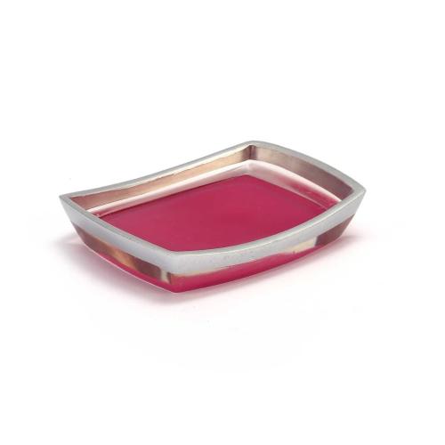 SABUNLUK GRİ PEMBE POLİRESİN 14X10X2CM BANYO SETİ