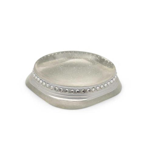 SABUNLUK KRİSTAL TAŞLI GÜMÜŞ POLİRESİN 12X12X2CM BANYO SETİ
