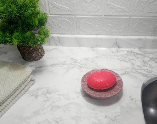 SABUNLUK PEMBE ÖRGÜ MODEL POLİRESİN 13x13x2cm BANYO SETİ