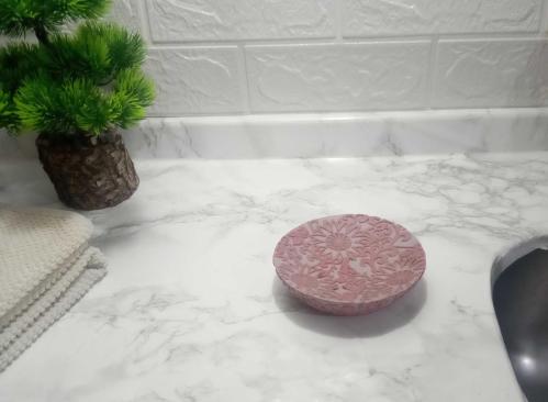 SABUNLUK PEMBE ÖRGÜ MODEL POLİRESİN 13x13x2cm BANYO SETİ