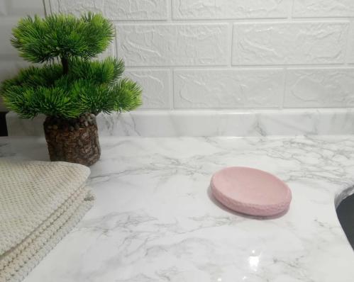 SABUNLUK PEMBE PETEK DESENLİ POLİRESİN 10X8X2CM BANYO SETİ