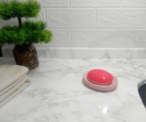 SABUNLUK PEMBE PETEK DESENLİ POLİRESİN 10X8X2CM BANYO SETİ