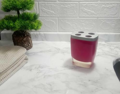 DİŞ FIRÇALIK GRİ PEMBE POLİRESİN 8X4X11CM BANYO SETİ