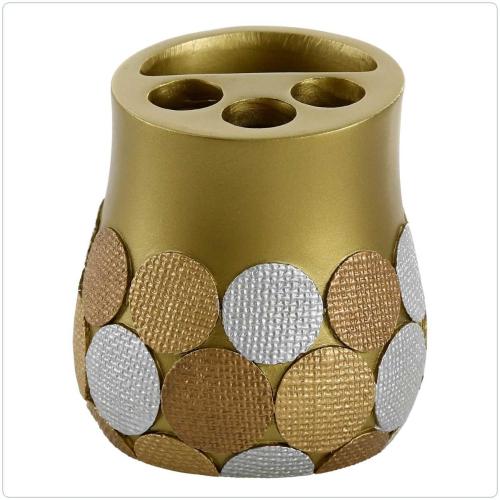 DİŞ FIRÇALIK ALTIN PUANLI POLİRESİN 9X9X10CM BANYO SETİ