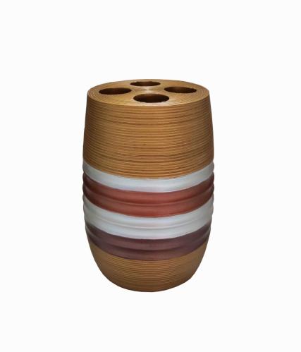 DİŞ FIRÇALIK METALİK KAHVE POLİRESİN 6X6X12CM BANYO SETİ