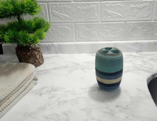 DİŞ FIRÇALIK MAVİ ÖRGÜ POLİRESİN 7X7X11CM BANYO SETİ