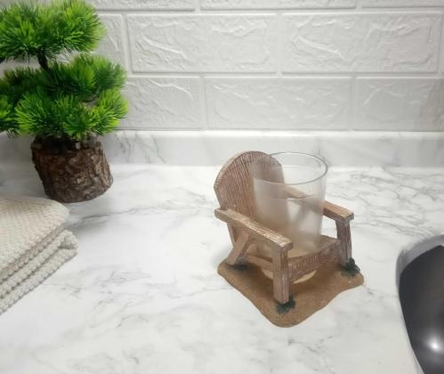 DİŞ FIRÇALIK VE MACUNLUK SANDALYE POLİRESİN 13X11X10CM 200ML BANYO SETİ