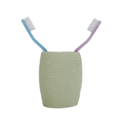 DİŞ FIRÇALIK,MACUNLUK YEŞİL PETEK DESENLİ POLİRESİN 8X8X10CM 400ML BANYO SETİ