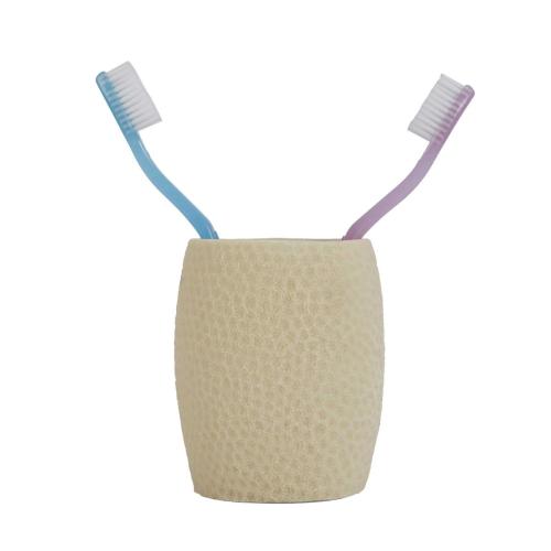DİŞ FIRÇALIK,MACUNLUK SARI PETEK DESENLİ POLİRESİN 8X8X10CM 400ML BANYO SETİ