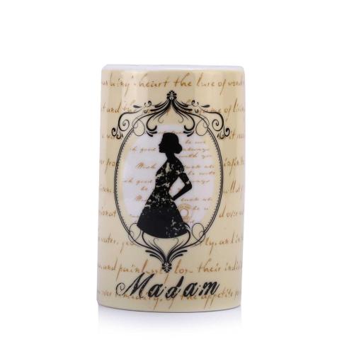 SERAMİK DİŞ FIRÇALIK MADAM DESENLİ 7X7X11CM BANYO SETİ