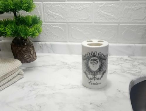 SERAMİK DİŞ FIRÇALIK KRALİÇE MODEL 7X7X11CM BANYO SETİ