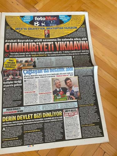 FOTOMAÇ GAZETESİ - 28 HAZİRAN 2012 - DİEGO MİLİTO - CEZA ALACAĞIM BELLİ - BÖYLE ÖRGÜT OLMAZ - CUMHURİYETİ YIKMAYIN - UMUTSUZ DEĞİLİZ - ŞAMPİYON FİNALE - YAŞANANLAR DERS OLDU - MELO ÇOK YAKIN - YENİDEN MBİWA - ÜNAL AYSAL - MEHMET TOPAL - TİNO COSTA - HAMİT ALTINTOP - OUSSAMA ASSAİDİ - FATİH TERİM - ALPER POTUK - FİKRET ORMAN - AZİZ YILDIRIM - İBRAHİM AKIN - ABDULLAH KIĞILI - ŞENES ERZİK - RECEP TAYYİP ERDOĞAN - YILDIRIM DEMİRÖREN - MEHMET EKİNCİ - KÖKSAL BAYRAKTAR - EMRE BELÖZOĞLU - OLGUN PEKER - İLHAN EKŞİOĞLU - YUSUF TURANLI - BİLICA - MATEİ RADOİ - ALLAN MCGREGOR - KIRK BRODFOOT - MAURICE EDU - MİLAN JOVANOVİC - QUARESMA - ALMEİDA - SİMAO - JORGE MENDES - SAMET AYBABA - BERAT ÇETİNKAYA - OĞUZHAN ÖZYAKUP - ÜLVİ GÜVENEROĞLU - ERMAN KUNTER - AHMET KAVALCI - RÜŞTÜ REÇBER - JORIS MATHIJSEN - GİRAY KAÇAR - PIERRE VAN HOOİJDONK - ŞENOL GÜNEŞ - TOLGA ZENGİN - CENK TOSUN - OLCAY ŞAHAN - ALEN MARKARYAN - ZİYA ALAK - SEMİH ŞENTÜRK - ALEX DE SOUZA - AYKUT KOCAMAN - SALİH UÇAN - YOBO - ANDRE SANT