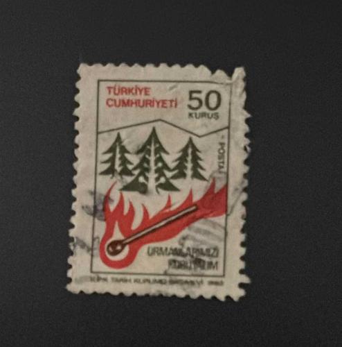 Türk Pulu - Turkish Stamp -  Postadan Geçmiş Pul Filateli - DAMGALI - ORMANLARIMIZI KORUYALIM TEMALI PUL, 50 KURUŞ - Türkiye Cumhuriyeti - NOSTALJİK DOĞUM GÜNÜ HEDİYESİ