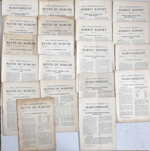 Yapı ve Kredi Bankası A. Ş. Revue Du Marche, Marktbericht, Market Report (1957-58 yılları 20 Adet Fransızca Dergi)