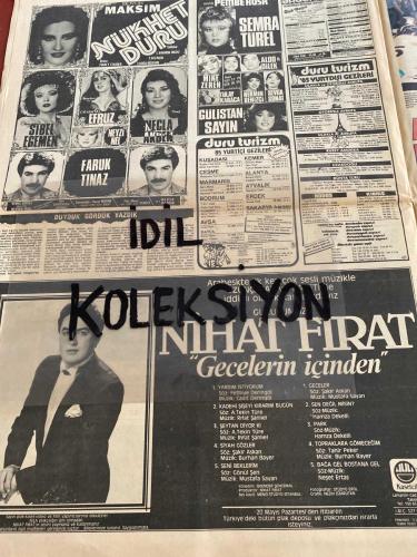 ŞEY HAFTALIK MAGAZİN GAZETESİ - DOĞUM GÜNÜ HEDİYESİ (TURKİSH - NEWSPAPER) - 18 MAYIS 1985 - TAM TAKIM 12 SAYFADIR -Emel Sayın-David Younes-Nazan Şoray-Turan Çevik-İbrahim Tatlıses-Derya Tuna-Semra Türel-Sibel Egemen-Eruz-Necla Akben-Mine Zeren-Tülay Karaca-Nermin Denizci-Sevda Sonat-Aldo-Helen-Nihat Fırat-Fethiye Deringöl-Rifat Şanlıel-Şakir Askan-Mustafa Sayan-Hamza Dekelli-Burhan Bayer-Gönül Şen-Neşet Ertaş-Hülya Işıl-Samine Sanayi-Yunus Bulut-Bülent Ersoy-Türkan Şoray-Kadir İnanır-Cihan Ünal-Banu Alkan-Serpil Çakmaklı-Mazhar-Fuat Özkan-Zeynep Özal-Mehtap Ar-Arif-Emine Cankurtaran-Müjde Ar-Özdemiroğlu-Esma Çevik-Sabri Taşı-Erkut Can-Gülriz Sururi-Engin Cezzar-İzzet Altınmeşe-Hüsnü Ekremer-Tülay Hakkı-Ayşe Minyö-Vural Özakıncı-Orhan Aksoy-Nazan Ayas-Ayşegül Ünsal-Erol Evgin-Ferdi Özbeğen-Nükhet Duru-Adile Naşit-Betül İncedayı-Zerrin Bölükbaşı-Alan Öncü-Mehdi Müzik-Ümit Besen-Edip Akbayram-Emel Sayın-Ferdi Tayfur-Murat Head-Wham-Rıza Shahbaz-Aydın Gün-Ahmet Rızeli-Orhan Aksoy-Muzaffer