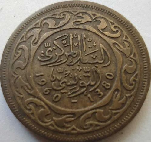 Tunus 50 Millimes 1380 (1960) Bağımsızlık Dönemi Pirinç