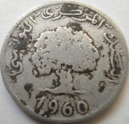Tunus 5 Millimes 1380 (1960) Bağımsızlık Dönemi Alüminyum