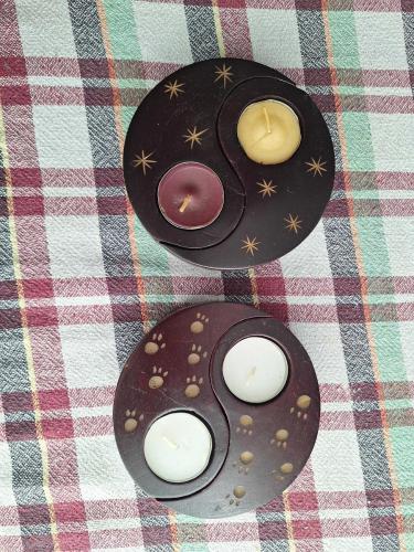 Yin Yang Ahşap Tasarım mumluk - 2 adet