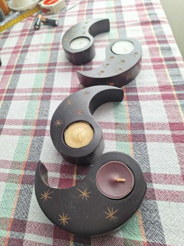 Yin Yang Ahşap Tasarım mumluk - 2 adet