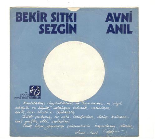 Bekir Sıtkı SEZGİN - Avni ANIL (Sadece kapaktır, içerisinde plak yoktur.)