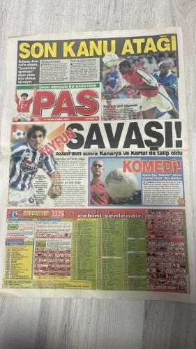 PAS SPOR GAZETESİ - 31 OCAK 2003 -KANU ATAĞI - TAYFUN SAVAŞI - BEŞİKTAŞ VE FENER ATAĞI - KOMEDİ - DELİKANLI ARIEL - ASLAN'A NUIK - BİR DİZİ ÖNLEM ALINDI - YARINLAR F.BAHÇE'NİN - PANCU MÜJDESİ - SIRA BEŞİKTAŞ'TA - FENER BENİM - SAKARYASPOR'A SENDİKA DESTEĞİ - BEYİN TAKIMI HAZIR - GALATASARAY'DA XAVIER RÜZGARI - ALPER'E ÖVGÜ - ÜLKERSPOR DA VIRTUS'U DAĞITTI - LAKERS'TA KOBE ŞOV - BETİ'Yİ BİTİRİN - VE MUTLU SON - EN İYİSİ FATİH TEKKE - MECBUREN SERTAN - AHMET DEMET - TAYFUN KORKUT - FATİH TERİM - HASAN ŞAŞ - ALİ AYDIN - PANCU - AYHAN OPTUR - ORTEGA - SERGEN - NOUMA - BÜŞRA BABAOĞLU - ÜMİT DAVALA - BATISTA - REVIVO - ERGÜN - CİHAN - AYHAN - BERKANT - ABEL XAVIER - ALPER YILMAZ - KOBE - SADETTİN SARAN - VLADIMIR - MÜCAHİT CAN - FATİH TEKKE - SERTAN ESER - HASAN ÖZER - ZİYA DOĞAN - MEHMET ŞAHAN
