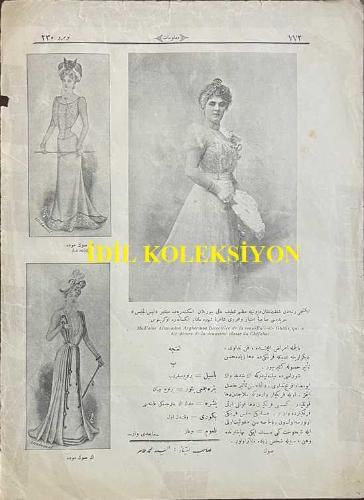 Osmanlıca Malumat Dergisi, Journal Illustré Turc, Orijinal Dönem Basım, (Ottoman Magazine) - 3 Aralık 1898 - Sayı: 230 - Tıp: 'Frengi İlletinin Tedavisi (Traitement de la syphilis)' Müellifi Doktor Goşe (Ernest Gaucher), Mütercimi: Operatör Necmettin Arif - (Fotoğraf) İkinci Rütbeden Şefkat Nişan-ı Hümayunuyla Mazhar-ı Taltif-i Ali Buyurulan İskenderiye'de Münteşir Enisü'l-Celis Ceridesi Sahibe-i İmtiyaz ve Muharriri Şaire-i Şehire Madam Aleksandra Aughérinos (Madiame Alexandra Aughérinos Directrice de la revue Enis-el-Ghélis, qui a été décore de la deuxième classe du Chéfakat)