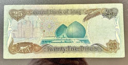 1986 Irak Saddam Huseyin 25 dinar kağıt para ÇT