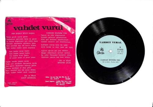 Vahdet Vural – Aşk Başka Sevgi Başka & Candan Sevenim Yok 45'lik Plak (10/7.5) PLK27237