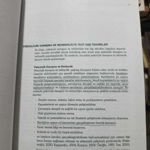 Psikolojik Danışma ve Rehberlikte Test Dışı Teknikler