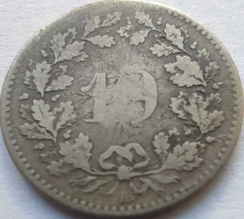 İsviçre 10 Rappen 1850 - 0,100 Ayar Gümüş - Bern Darphanesi Billon İlk Emisyon Dönemi - Şeffaf Kapsülünde
