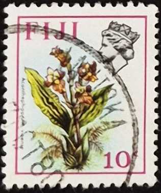 +++ FİJİ KRALİÇE , ÇİÇEKLER     1971    10C    - DAMGALI