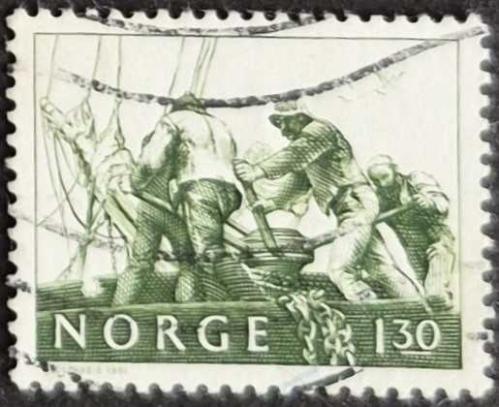 +++ NORVEÇ YELKENLİ GEMİ         - DAMGALI